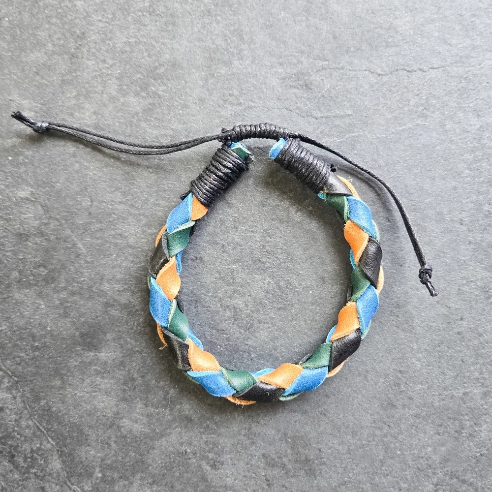 💥3 for $30💥NWT Artisan Braided Leather Bracelet, Blue, Black, Green, and Tan